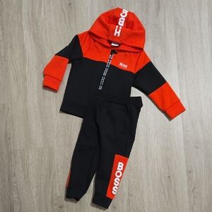 Boss Kids Black and Orange Tracksuit, Size 2y